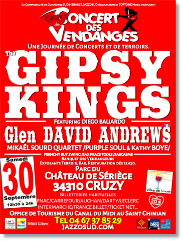 Concert des  Vendanges 2017 le 30 septembre avec les GIPSY KINGS